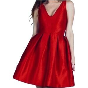 Z Spoke by Zac Posen Red V-Neck Cocktail Dress Sculpted Fit & Flare